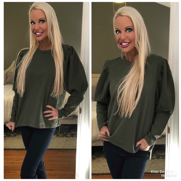 LAST 1! 😘Olive Shearing Sleeve Cozy Tunic! - Picture 2 of 3